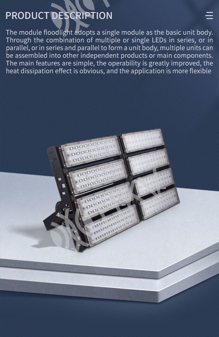 Die Casting Aluminum Housing Flood Led Light Module Rectangle 500W For Sports
