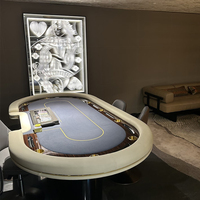 Table de poker personnalisée professionnelle pour 10 joueurs, tables de poker de casino Texas avec éclairage LED, fournisseur unique de luxe