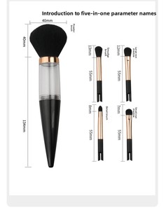 Ensemble de pinceaux de maquillage double embout, poils synthétiques vegan, logo personnalisé, kit de pinceaux cosmétiques pour contour, poudre, anticernes et blush - Product Image 6