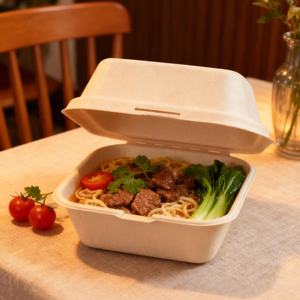 Caja de Almuerzo de Papel Kraft a Granel, Ecológica, Reciclable, de 6 Pulgadas, Biodegradable, Contenedor de Hamburguesas de Bagazo, Caja de Embalaje de Alimentos - Product Image 6