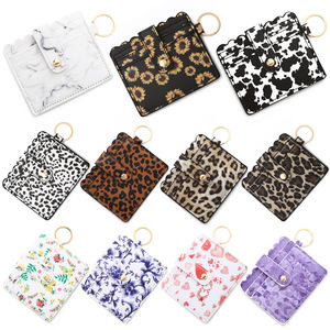 Nouvel Arrivage : Porte-cartes de crédit en cuir PU à motif animalier et géométrie diamantée, avec dragonne, bracelet à perles en silicone et porte-clés - Product Image 3