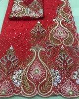 En gros Lourd Perlé Broderie Filles George Wrapper Tissé Georgette Tissu pour Toutes Les Robes Faire Somali George Wrapper Vente