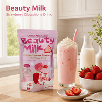 Poudre de boisson en sachet de collagène de fraise en gros, enrichie en peptides et extrait de feuille de stévia, pour le soutien immunitaire et l'action anti-oxydante