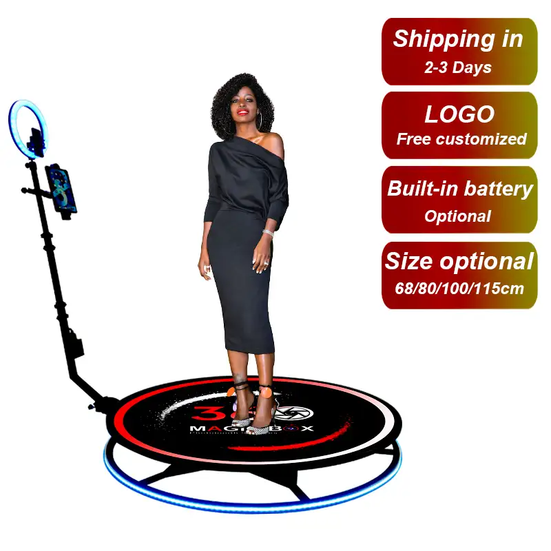 DHL Fast Shipped in 48h Selfie Magic Mirror Photo Booth 360 Automatic Slow Rotating 360 Photo Booth with Ring Light