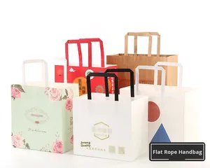 Sac fourre-tout en papier kraft personnalisé épaissi avec poignée longue pour l'emballage alimentaire et les plats à emporter - Product Image 6