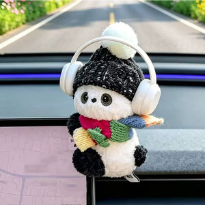 Cartoon Animal Car Dashboard Ornament Plush Bear With Hat And Scarf For Interior Decoration Gift For Girls - Product Image 4