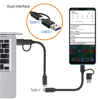 Cable de Datos USB 3.1 Tipo-C C/A Combo 2 en 1 de Alta Velocidad 10Gbps, Trenzado de Cobre Puro, PVC Ecológico, para Carga de Cámara, Auto y Computadora