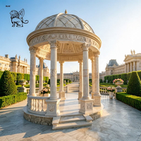 Grand pavillon en marbre blanc européen sculpté à la main BLEV, dôme rond en pierre pour hôtel, villa, parc, décoration extérieure
