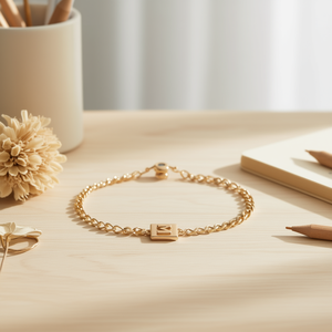 Bracciale in Acciaio Inossidabile con Targhetta Lettera M 12x14cm, Gioiello alla Moda con Catena a Maglie - Product Image 2