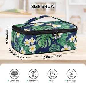 Professional Promotional Outdoor Hawaiian Tropical Flower Print Insulated Thermal Cooler <b>Lunch</b> Bag for Kid Adults Food Delivery - Product Image 3