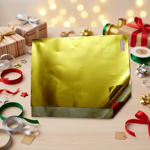 Feuilles de papier métallisé laminé en aluminium souple de qualité alimentaire, imprimées avec un logo en relief, avec un dos en papier métallisé, alliage 8011/1235/8006 - Product Image 3