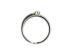 Anillo de doble banda con diamante único engastado en bisel de oro blanco de 18 quilates, joyería minimalista moderna para mujer - Product Image 3