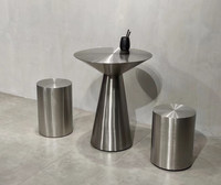 Table basse minimaliste moderne en acier inoxydable, design de luxe léger, écologique, pour salons et salons de thé
