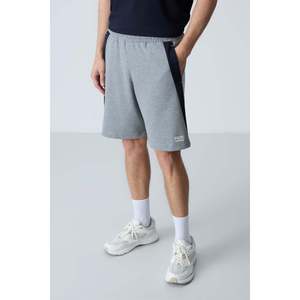 Pantalones cortos básicos para hombre de algodón gris melange, gruesos, suaves, con textura y ajuste estándar - 81280 - Gb melange - Product Image 2