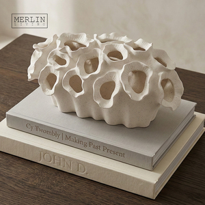 Jarrón de Cerámica Hecho a Mano Merlin Living para Decoración del Hogar, Jarrón de Flores de Cerámica Art <span class=keywords><strong>Deco</strong></span> con Forma de Coral, Fábrica de Cerámica Chaozhou, OEM/ODM - Product Image 6