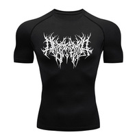 Camiseta deportiva de secado rápido de poliéster elástico para hombre con logotipo personalizado, camiseta de compresión transpirable informal, cuello redondo, manga corta
