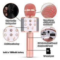 Microphone portable 3-en-1 pour tous les smartphones, cadeaux, karaoké sans fil, microphone sans fil portable Bluetooth