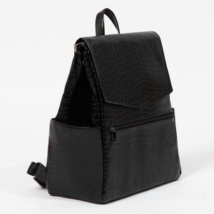 Logo personnalisé Croc <span class=keywords><strong>noir</strong></span> cuir classique maman voyage maternité sacs bébé couche sac à couches grande capacité sac à dos pour les femmes - Product Image 3