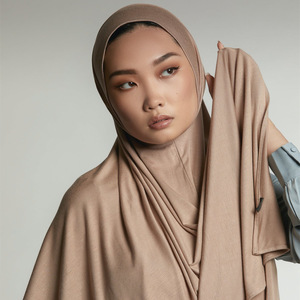 CCY Hijab musulman Islam pour femmes avec trous d'oreille Hijabs extensibles Hijab instantané en jersey uni avec trou d'oreille Écharpes en coton modal - Product Image 3