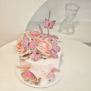 ท็อปเปอร์เค้กผีเสื้อพิมพ์ลายทองคำเปลว น้ำผึ้งและรสหวาน ของตกแต่งเค้กแบบเสียบ 250 กรัม อะคริลิค - Product Image 3