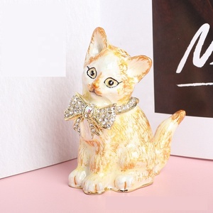 2024 créatif nouveau Design Style chinois mignon chat métal émail boîte à bijoux pour la décoration de la maison - Product Image 6