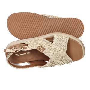 Sandales compensées Tamaris pour femme en cuir beige, talon de 4,5 cm, style plateforme - Product Image 6