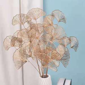Fleurs artificielles en décoration à bon marché, pièces, feuilles de <span class=keywords><strong>Ginkgo</strong></span> en or, feuille de <span class=keywords><strong>Biloba</strong></span> pour organisateur floral - Product Image 2
