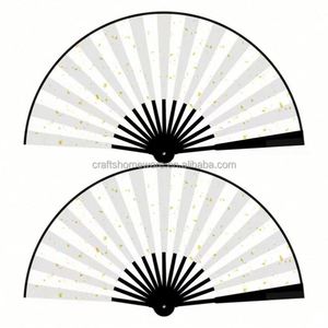 Abanico de mano premium de 33 cm para invitados de boda, con mango de plástico resistente, bambú pintado, estilo artesanal decorativo con diseño de cesta de flores - Product Image 4