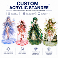 Standee Figur Akrilik Kristal Jernih Multi-Efek dengan Slot-In Base, MOQ Rendah, OEM & ODM, Akrilik Glitter