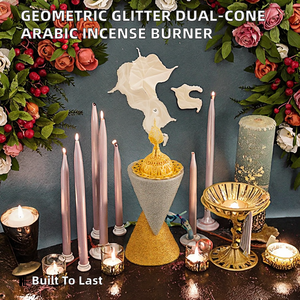 Geometric Aesthetics Dual-Cone <b>Glitter</b> Arabic Religious Eco-Friendly Tibetan Incense Resin Incense Burner Mubkhar Summer Scent - Product Image 2