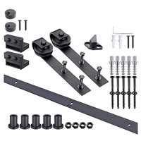 Kit de quincaillerie pour porte de grange en acier moulé massif, revêtement noir, étanche, avec roulettes supérieures de 3 pieds pour mini-porte de grange en bois - Vente en gros