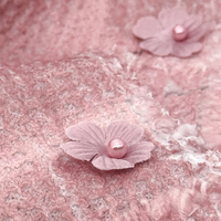 Tissu Tweed Rose Pétale Perlé Design 100 Polyester Tissu Tissus Confortables pour Vêtements