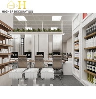 Comptoir de présentation cosmétique minimaliste pour consultation médicale et soins de la peau, vitrine pour l'affichage de produits cosmétiques