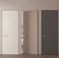 Nouvelle porte intérieure en bois massif, design uni, pré-montée, avec poignée encastrée invisible, pour chambre à coucher.