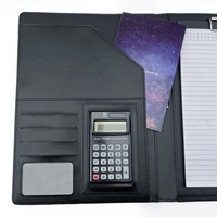 Agenda con Calculadora y Organizador de Documentos de Oficina, Carpeta Multifuncional de Cuero A4