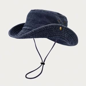 Chapeau de safari en coton lavé pour homme, protection solaire extérieure, idéal pour la randonnée, le cowboy, la pêche, chapeau bob – Vente en gros - Product Image 3