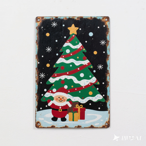 Individuell Bedrucktes Weihnachts-Blechschild im Europäischen Stil, Metall-Handwerkskunst, Rechteckige UV-Bedruckte Weihnachtsplakette - Product Image 2