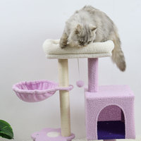 Arbre à chat en peluche à motifs floraux avec lit pour chat et griffoir - Structure d'escalade multi-niveaux en polaire Teddy pour chats d'intérieur et chatons