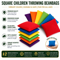 Poufs carrés en toile imprimés sur mesure, sacs de sable pour enfants, jeu de Cornhole, pouf en coton robuste pour l'école, l'éducation physique et les sports