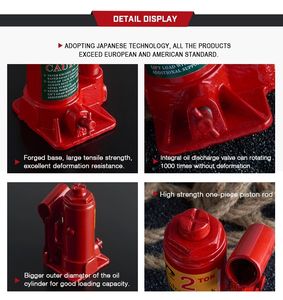 Capacité de 2.5 tonnes Bouteille horizontale à 3 étages Cric hydraulique Matériau en acier Sauts de voiture à cric long pour l'entretien et la réparation de voitures - Product Image 5