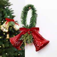 Cloche en plastique à prix d'usine pour la décoration de Noël, à suspendre à la porte, cloche de Noël populaire en plastique rouge et verte