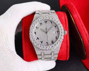 Montre de plongée de luxe de style hip-hop de créateur, sertie de diamants glacés, couleur D VVS, moissanite, chronographe automatique mécanique en laiton, 100 bars - Product Image 2