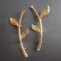 Poignées et Boutons de Luxe en Laiton Doré pour Meubles, Armoires, Tiroirs et Portes – Décoration Feuilles d'Arbres