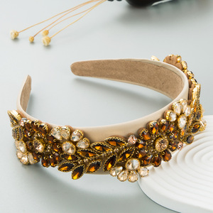 Serre-tête de luxe en diamant pour femme, accessoire de cheveux baroque, orné de strass et de fleurs en cristal, vente en gros - Product Image 5
