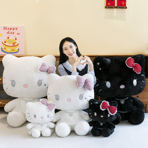 Peluche a Forma di Gatto Angelo e Diavolo, Giocattoli Morbidissimi, Cuscini da Letto, Imbottitura in Cotone PP, Decorazioni per la Casa, Regali per Bambini - Product Image 1