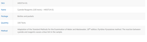 น้ำยาตรวจไซยาไนด์ (100 การทดสอบ) HI93714-01 HANNA - Product Image 2