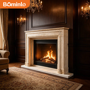 Cornice per Caminetto <span class=keywords><strong>in</strong></span> Marmo Crema Classico con Design a Livelli per Studio, Soggiorno, Arredamento Tradizionale di Lusso, Hotel, Villa - Product Image 4