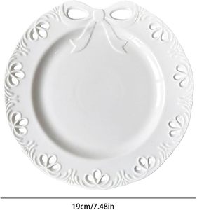 Nœud papillon exquis assiettes en céramique évidées vaisselle vintage <span class=keywords><strong>assiette</strong></span> à plat de nourriture durable ensemble mariages Dessert décoratif - Product Image 2