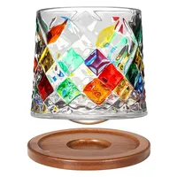 Verre à whisky en cristal coloré épaissi, tasse rotative créative peinte à la main, 270 ml, compatible lave-vaisselle et micro-ondes