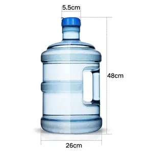 زجاجة مياه بلاستيكية سعة كبيرة سعة 18.9 لتر زرقاء مزودة بمقبض